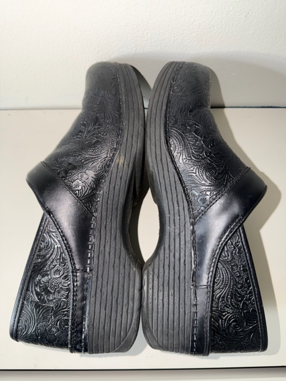 Women's Black Embossed Slip-On Clogs. Sz 41 (10.5-11)